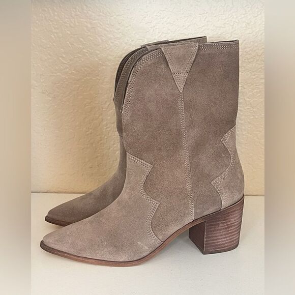 KAANAS cowgirl boots x Madewell Porto pointed toe boots in gray suede Size 9 New - Picture 10 of 11